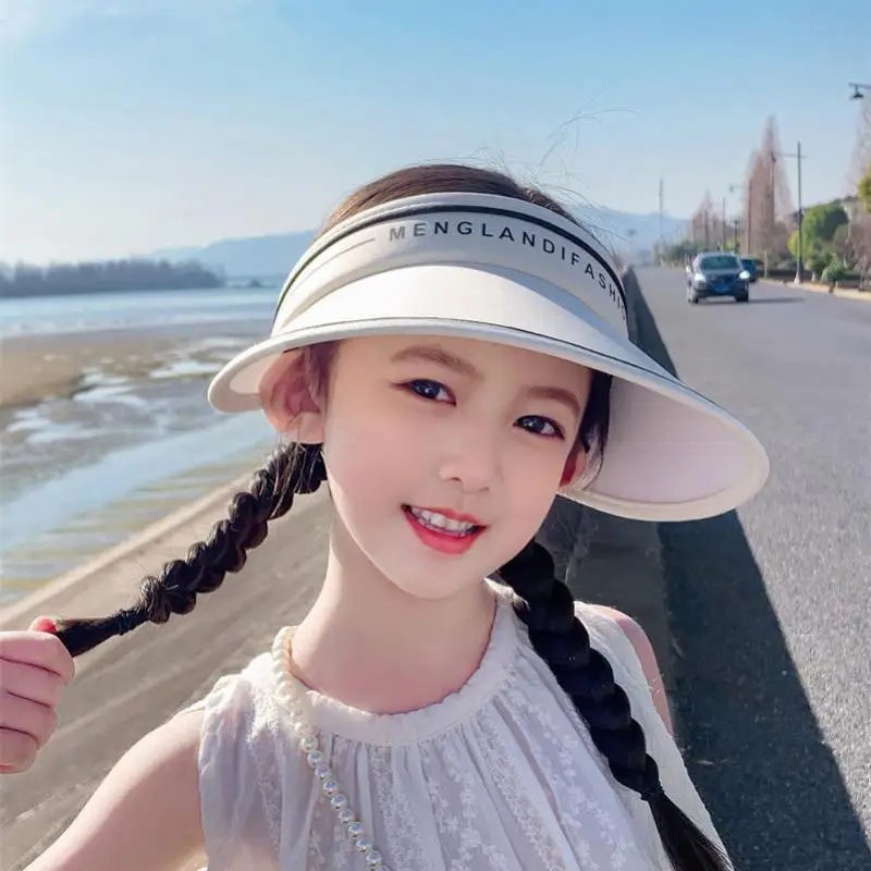 

Fashion Parent Child Empty Top Sun Visor For Women Girls Big Brim Sun Protection Summer Children Casual Beach Sunscreen Sunhat