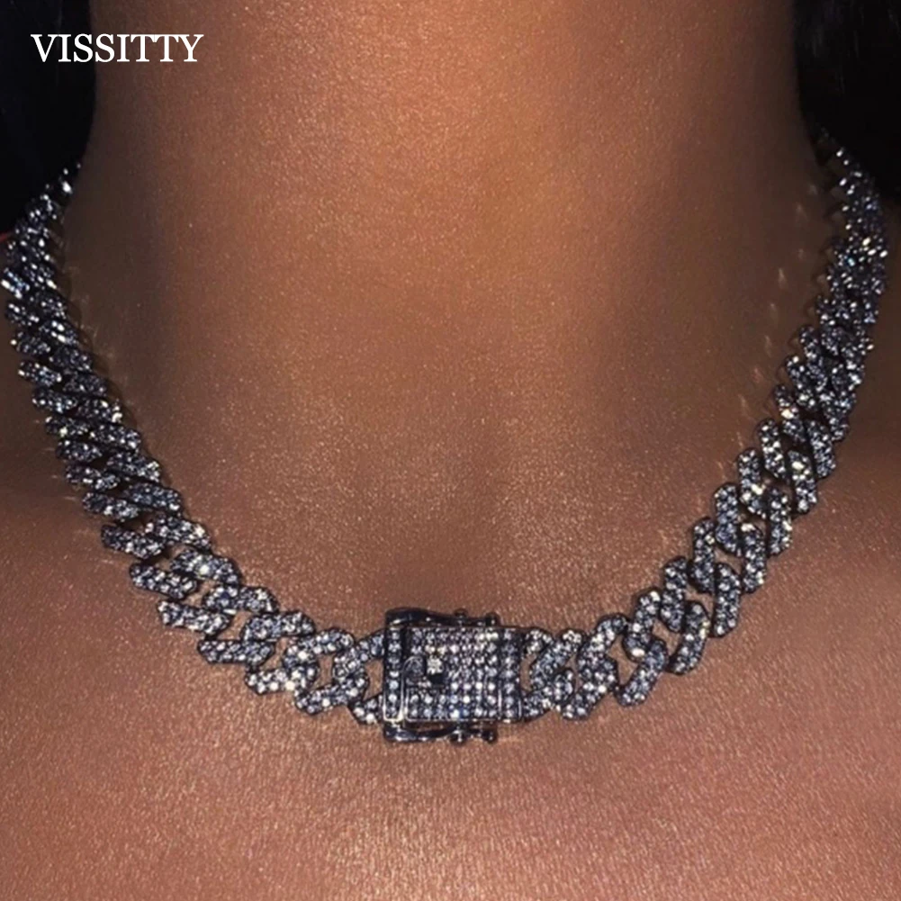 Fashion Bling Micro Pave Curb Cuban Chain For Women 14mm 2 Row Rhinestones Prong Cuban Link Choker Necklaces Iced Out Jewelry
Fashion Bling Micro Pave Curb Cuban Chain For Women 14mm 2 Row Rhinestones Prong Cuban Link Choker Necklaces Iced Out Jewelry