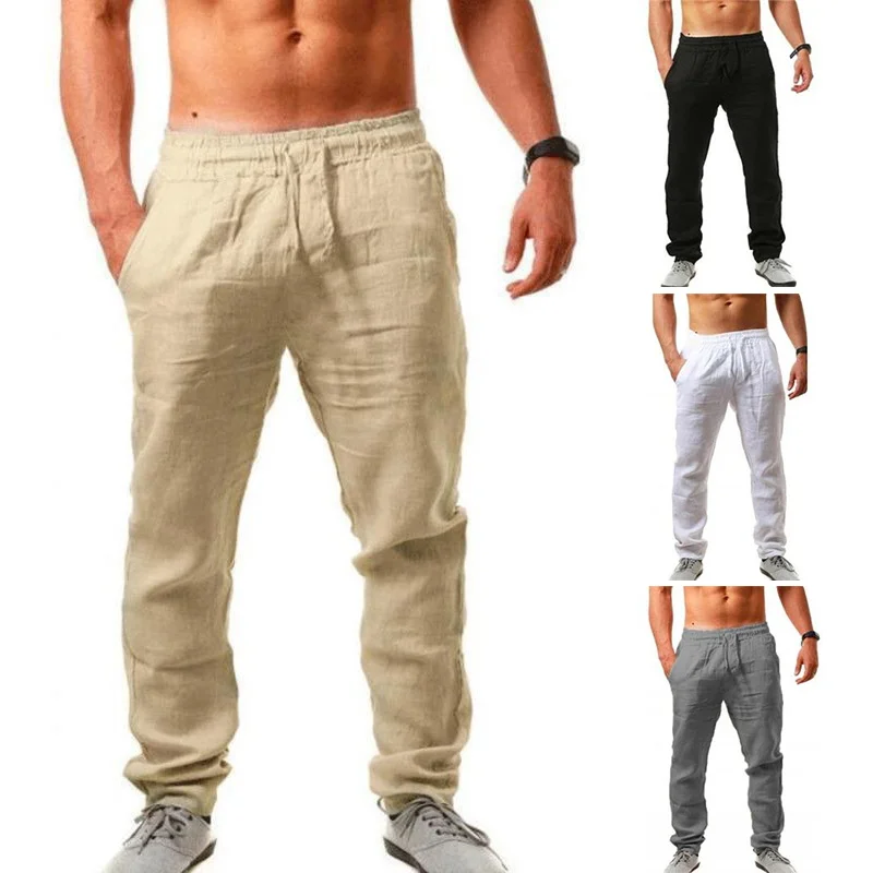 Men Casual Simple Linen Pants Summer Fashion Solid Color Breathable Trousers Male Elastic Waist Fitness Sports Pants Streetwear
Men Casual Simple Linen Pants Summer Fashion Solid Color Breathable Trousers Male Elastic Waist Fitness Sports Pants Streetwear