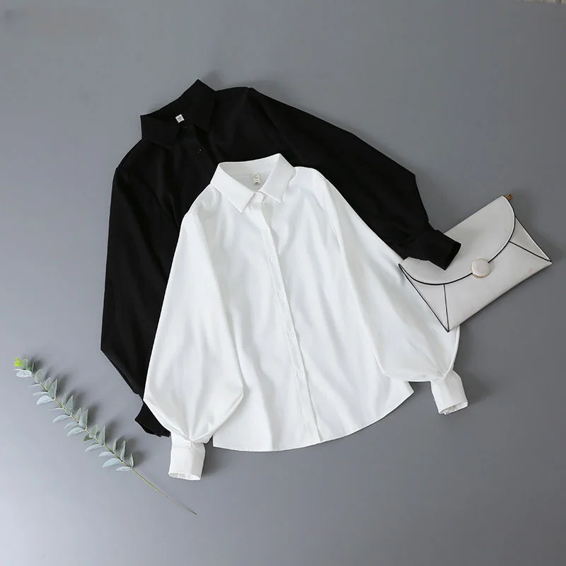 Shirts Women Lantern Sleeve Loose Turn-down Collar Simple Solid Feminino Blouses Minority Korean Style Autumn All-match Fashion
Shirts Women Lantern Sleeve Loose Turn-down Collar Simple Solid Feminino Blouses Minority Korean Style Autumn All-match Fashion