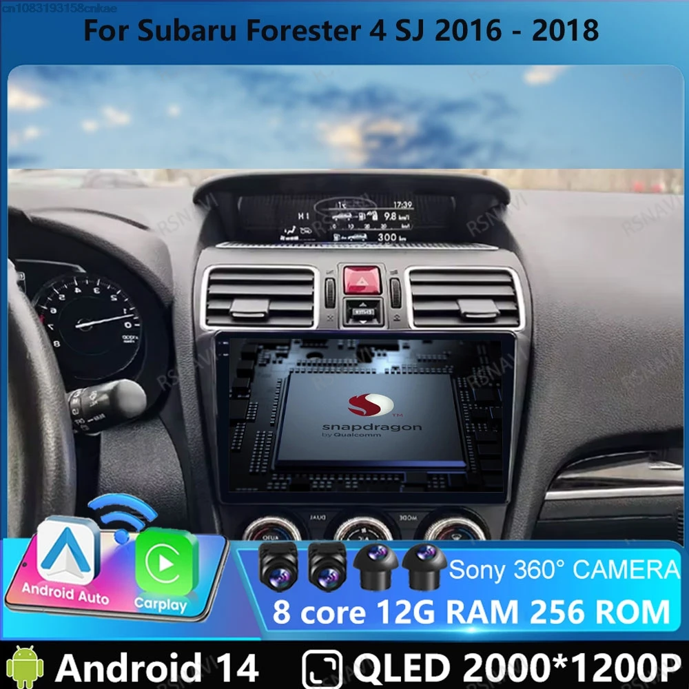 Автомобильный радиоприемник Andoird 14 для Subaru Forester 4 SJ 2016-2018 AUTO BT Стерео головное