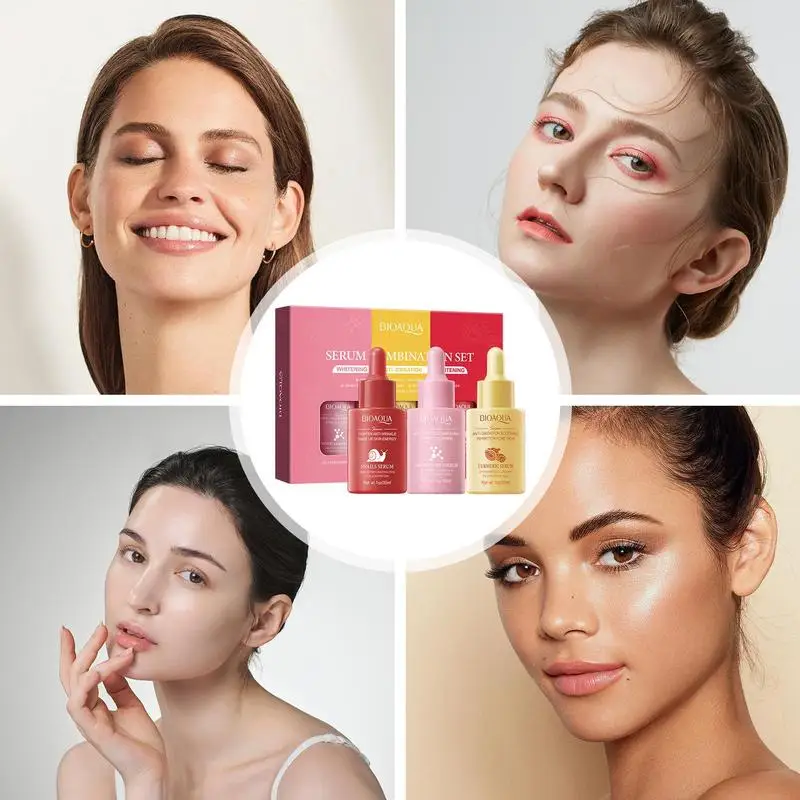 3pcs Snail Turmeric Facial Essence Niacinamide Hydrating Serum Remove Dark Spot & Wrinkles Oil Whitening Essence For Dry Skin
3pcs Snail Turmeric Facial Essence Niacinamide Hydrating Serum Remove Dark Spot & Wrinkles Oil Whitening Essence For Dry Skin