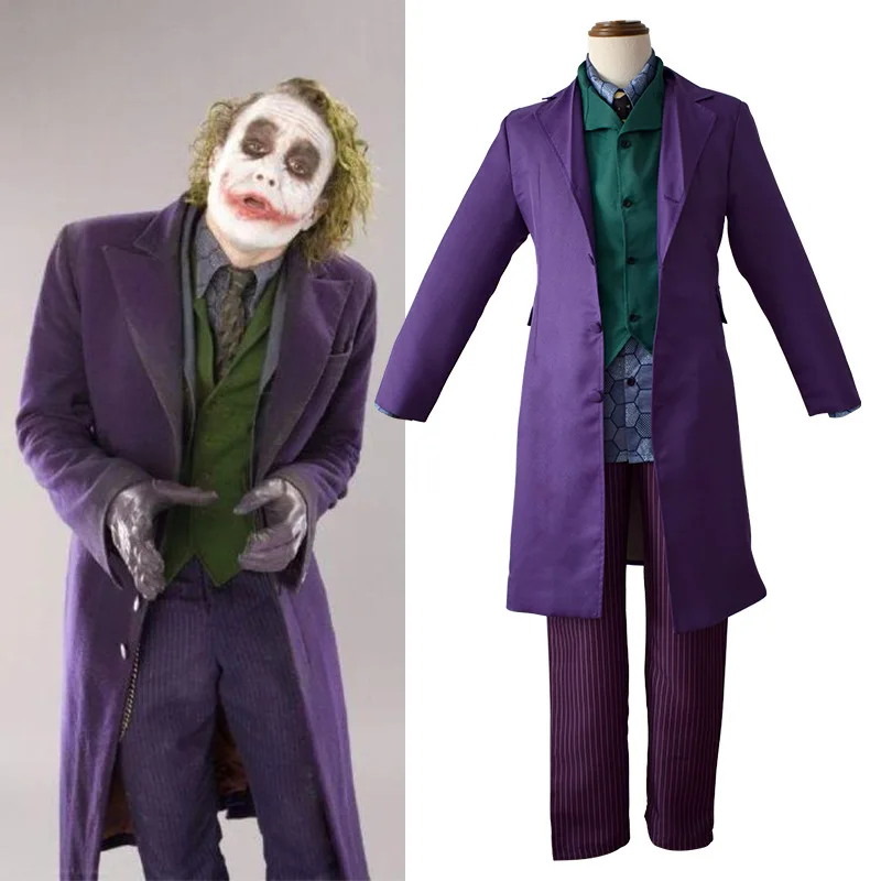 Movie The Dark Knight Costume Joker Heath Ledger Shirt Trench Uniform Suits Cosplay Purple Jacket Pants Full Sets The Joker Men
Movie The Dark Knight Costume Joker Heath Ledger Shirt Trench Uniform Suits Cosplay Purple Jacket Pants Full Sets The Joker Men