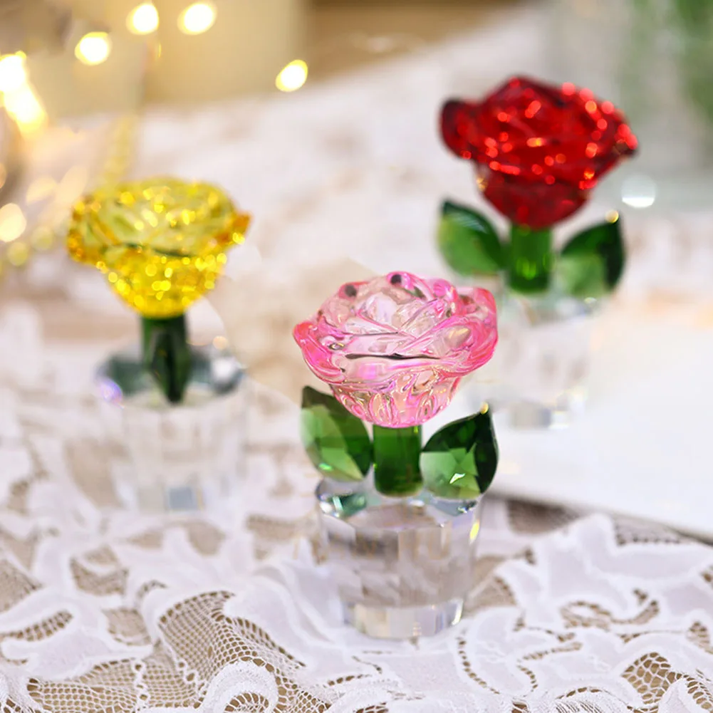 Crystal Rose Flower Ornament Crystal Glass Rose Crafts Wedding Valentine's Day Present For Girl Christmas Home Table Decorations
Crystal Rose Flower Ornament Crystal Glass Rose Crafts Wedding Valentine's Day Present For Girl Christmas Home Table Decorations