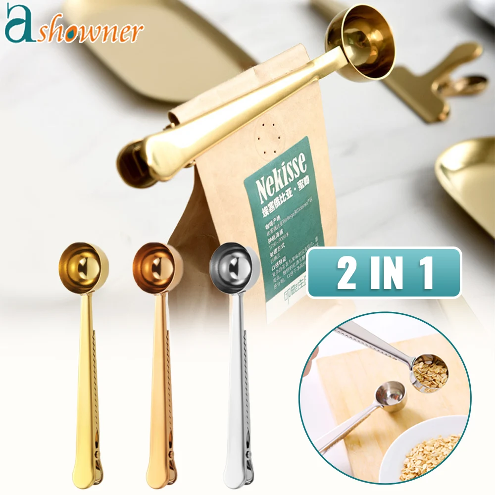 Two-in-one Stainless Steel Coffee Spoon Measuring Spoon Milk Powder Spoon With Seal Clip Kitchen Baking Scale Spoon Accessories
Two-in-one Stainless Steel Coffee Spoon Measuring Spoon Milk Powder Spoon With Seal Clip Kitchen Baking Scale Spoon Accessories