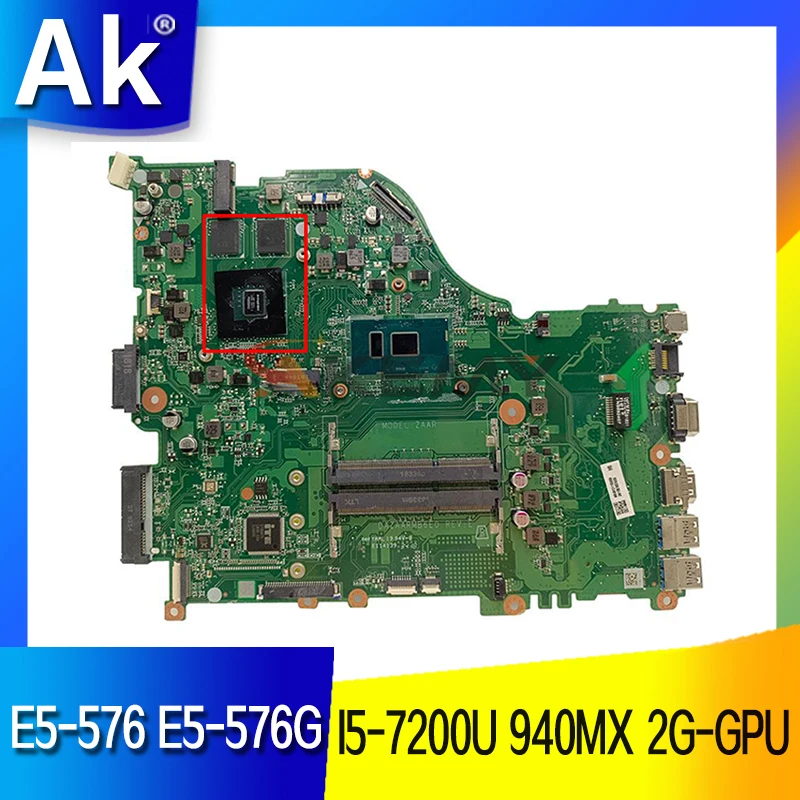 

NBGRR11007 NB.GRR11.007 For Acer ASPIRE E5-576 E5-576G Laptop Motherboard DAZAARMB6E0 With I5-7200U 940MX 2G-GPU DDR3 100% Test