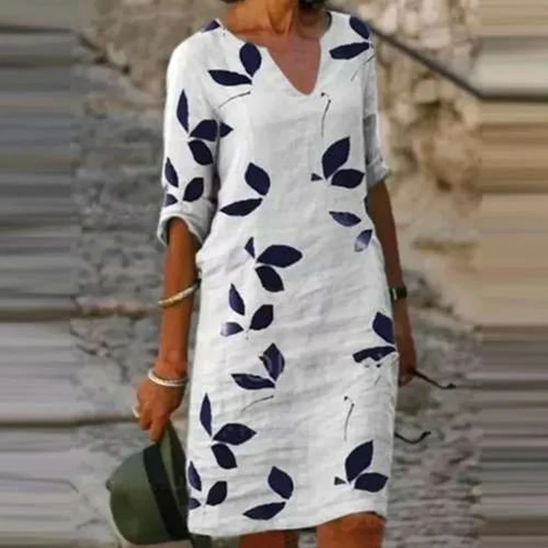 Fashion Vintage V Neck Mini Dress Women Summer Elegant Casual Printed Half Sleeves Mid Length Plus Size Pullover Dress Robe
Fashion Vintage V Neck Mini Dress Women Summer Elegant Casual Printed Half Sleeves Mid Length Plus Size Pullover Dress Robe