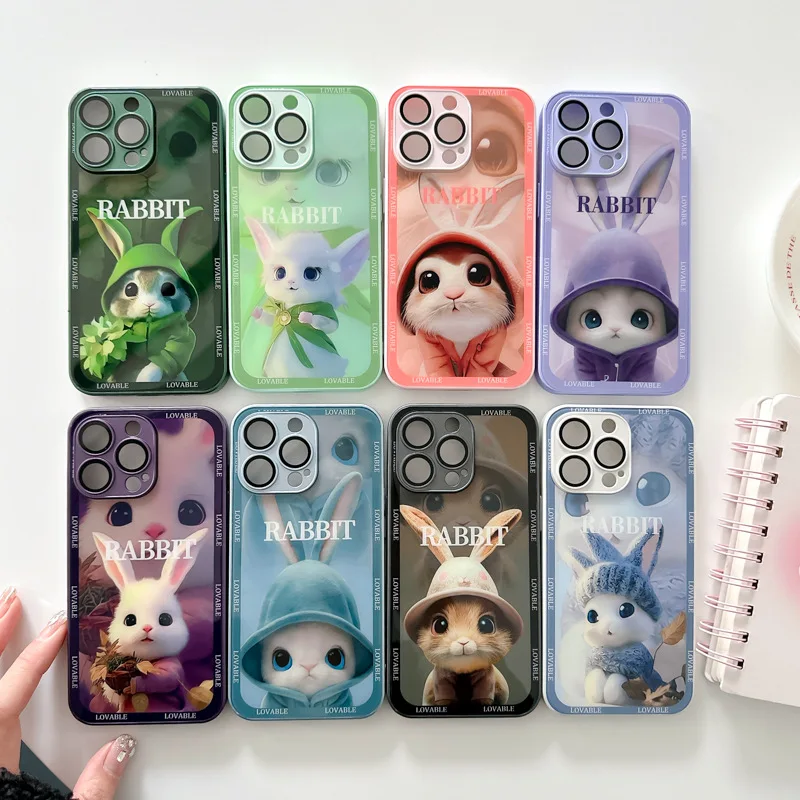 Cute Rabbit glass case suitable for Phone14 13 12 11 PROMAX PRO, phone case metal paint, all-inclusive lens film protection case
Cute Rabbit glass case suitable for Phone14 13 12 11 PROMAX PRO, phone case metal paint, all-inclusive lens film protection case