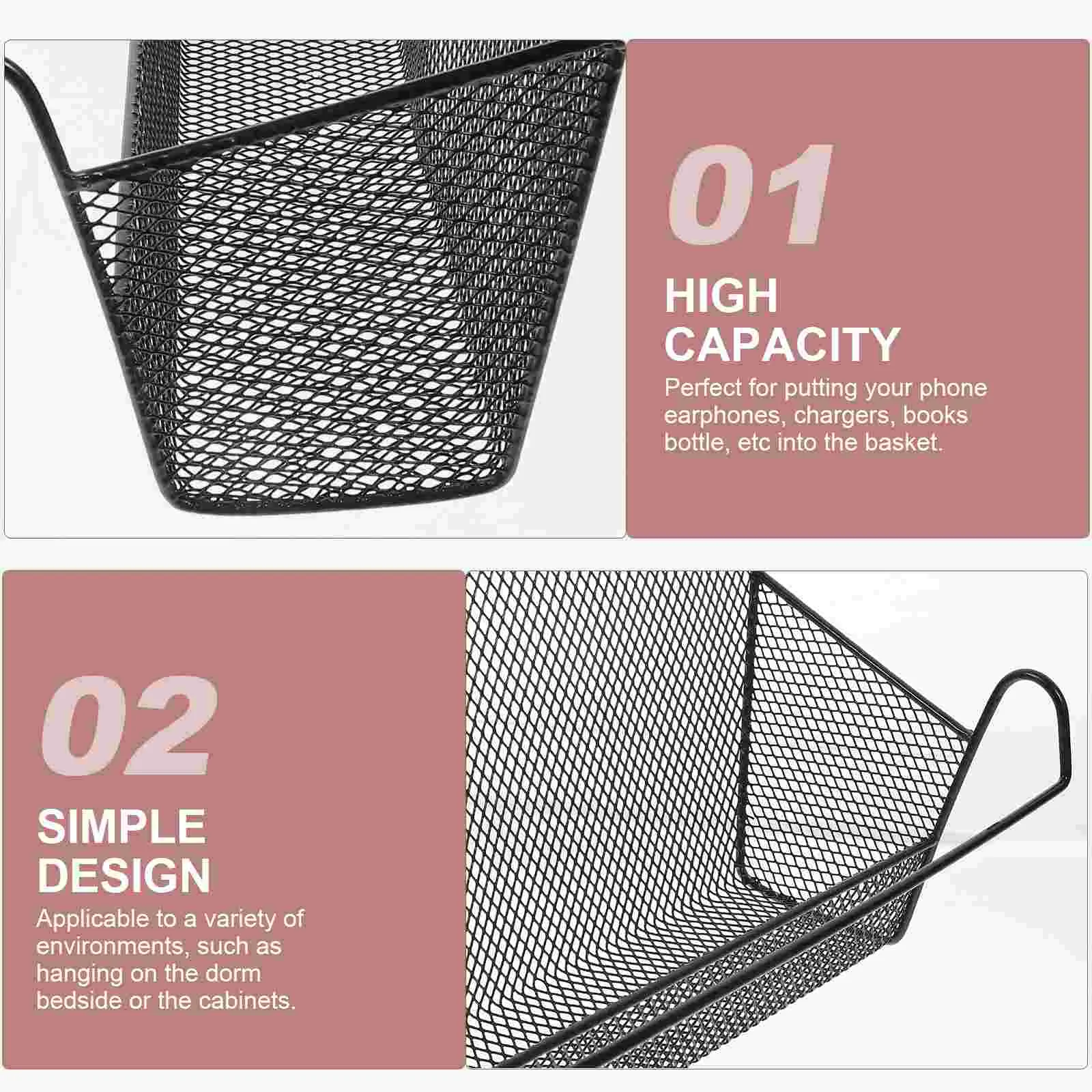 2 Pcs Metal Bed Frame Bedside Wrought Iron Hanging Basket Multi-function Desk 37.5X18.5X17.5CM Household Door Black Student
2 Pcs Metal Bed Frame Bedside Wrought Iron Hanging Basket Multi-function Desk 37.5X18.5X17.5CM Household Door Black Student