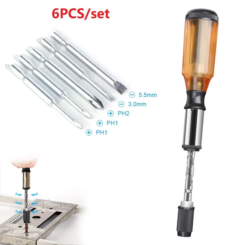 Push Pull Ratchet 6 In 1 Press Type Semi-automatic Rotary Spiral ScrewDriver Bit HRC45-50 34*220mm Nutdrivers Drill Bits
Push Pull Ratchet 6 In 1 Press Type Semi-automatic Rotary Spiral ScrewDriver Bit HRC45-50 34*220mm Nutdrivers Drill Bits