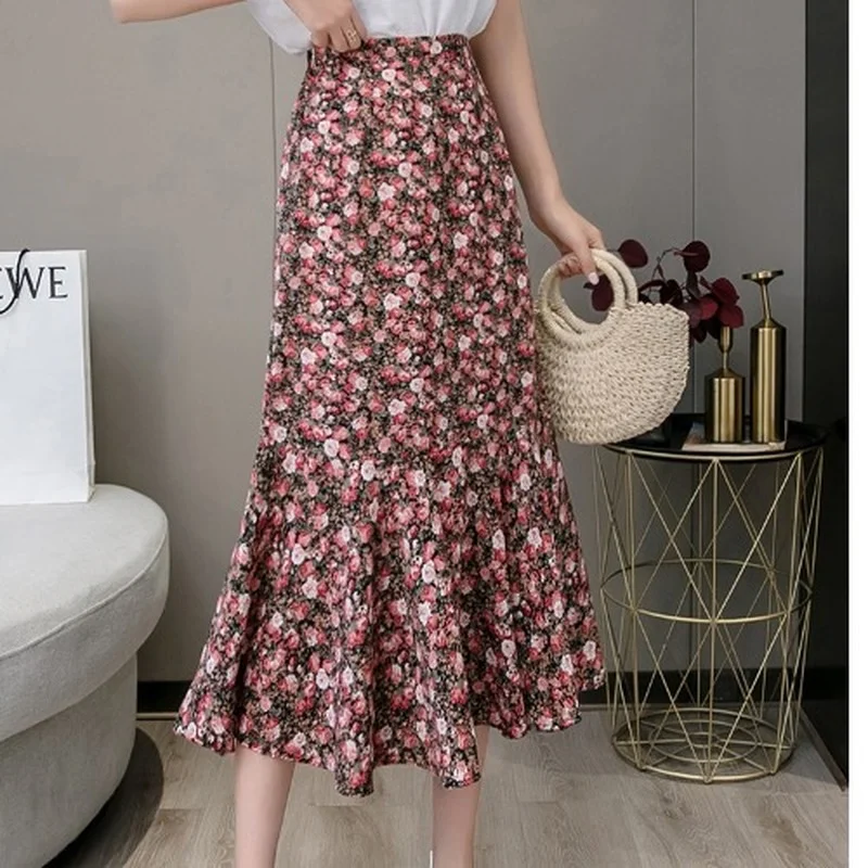 2021 Summer New Korean Temperament Chiffon High Waist Print Floral A-line Skirts Women Fishtail Elegant Slim Skirt Female Boho
2021 Summer New Korean Temperament Chiffon High Waist Print Floral A-line Skirts Women Fishtail Elegant Slim Skirt Female Boho