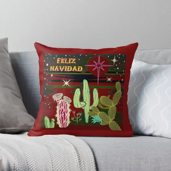 

Feliz Navidad Printing Throw Pillow Cover Waist Bed Decor Home Throw Cushion Soft Sofa Decorative Comfort Pillows not include