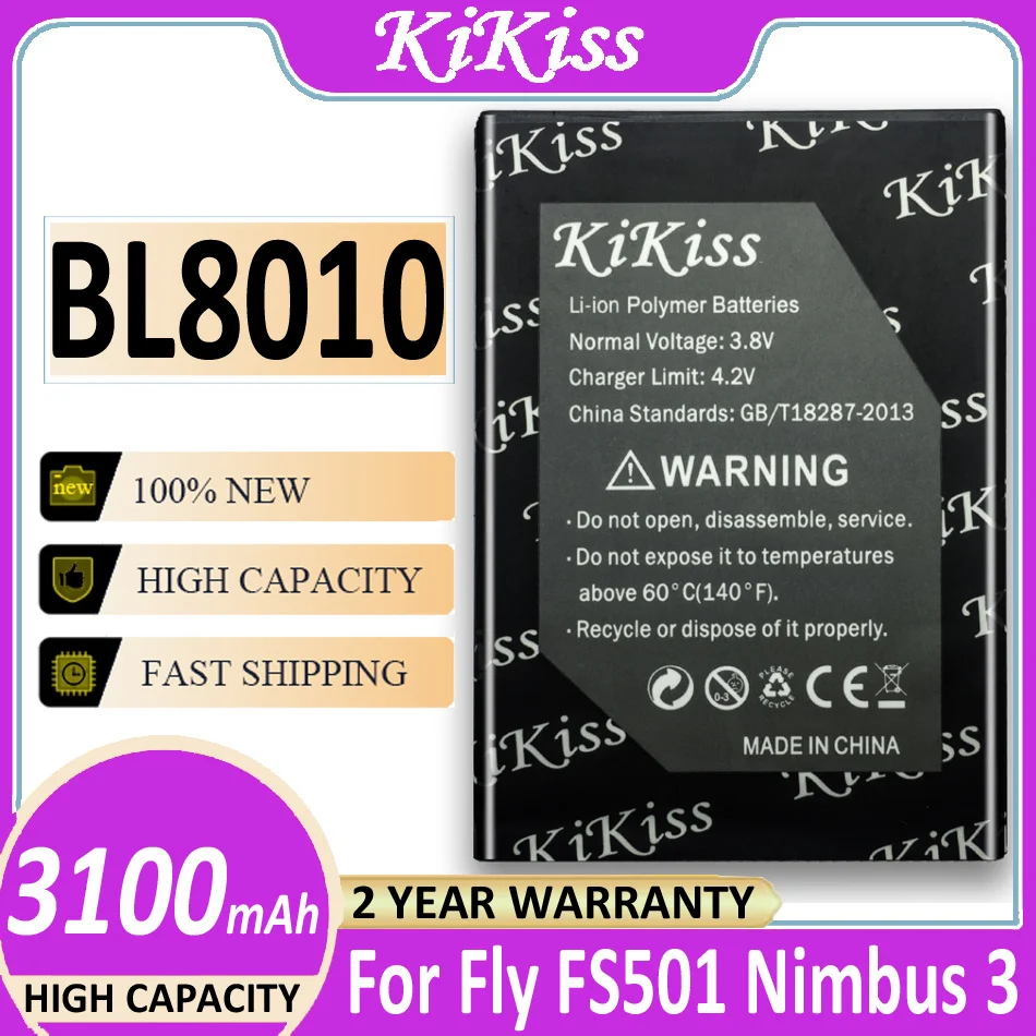 

Original KiKiss 3100mAh BL8010 Battery for Fly FS501 Nimbus 3 BL8010 Mobile Phone Batterij + Track NO