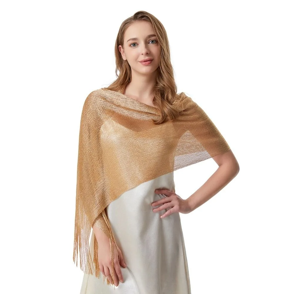 Fashion Thin Shiny Tassel Shawl Gold Silver Bright Silk Ladies Scarf Cover Ups For Weddings Evening Party Women Cape
Fashion Thin Shiny Tassel Shawl Gold Silver Bright Silk Ladies Scarf Cover Ups For Weddings Evening Party Women Cape