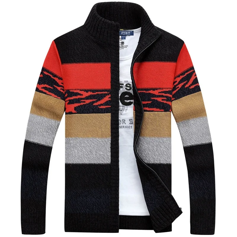 Autumn Winter Cardigan Men Sweater Fashion Striped Patchwork Color Warm Knitted Wear Casual Loose Stand Collar Sweatercoat Men
Autumn Winter Cardigan Men Sweater Fashion Striped Patchwork Color Warm Knitted Wear Casual Loose Stand Collar Sweatercoat Men