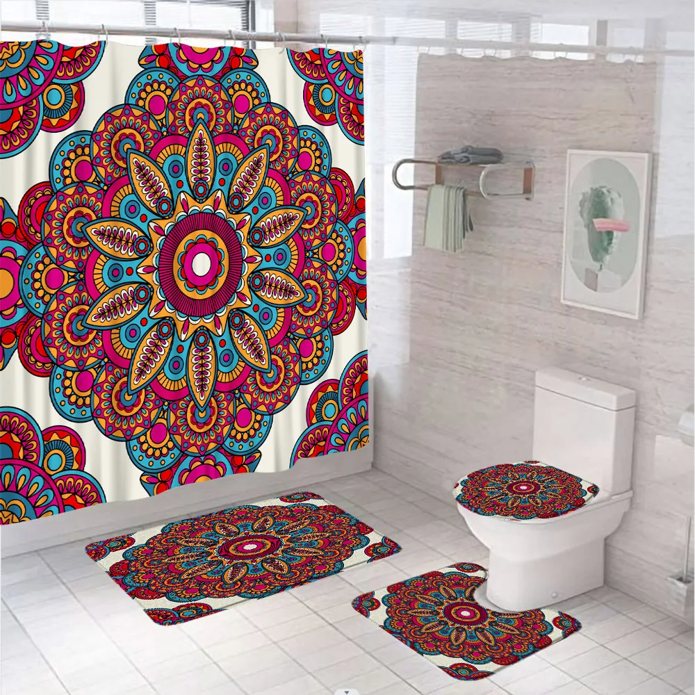 4Pcs Bohemia Ethnic Style Shower Curtain Sets Geometric Boho Art Bathroom Curtains With Bath Mat Pedestal Rug Lid Toilet Covers
4Pcs Bohemia Ethnic Style Shower Curtain Sets Geometric Boho Art Bathroom Curtains With Bath Mat Pedestal Rug Lid Toilet Covers