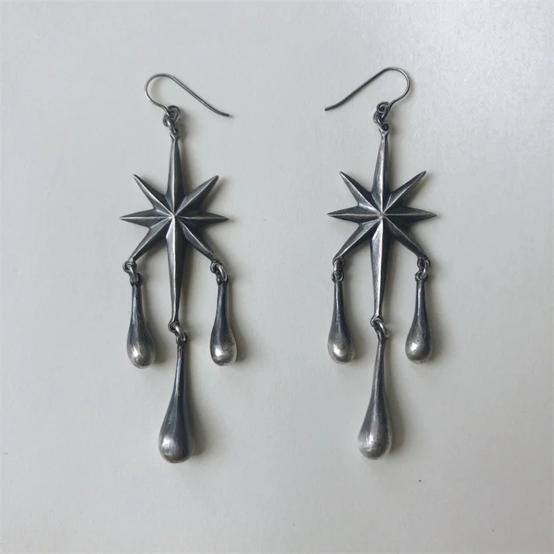 Punk Style Eight Angle Star Raindrop Pendant Earrings Trend Gothic Hip Hop Women Metal Earrings Party Gifts Jewelry Dropshipping
Punk Style Eight Angle Star Raindrop Pendant Earrings Trend Gothic Hip Hop Women Metal Earrings Party Gifts Jewelry Dropshipping