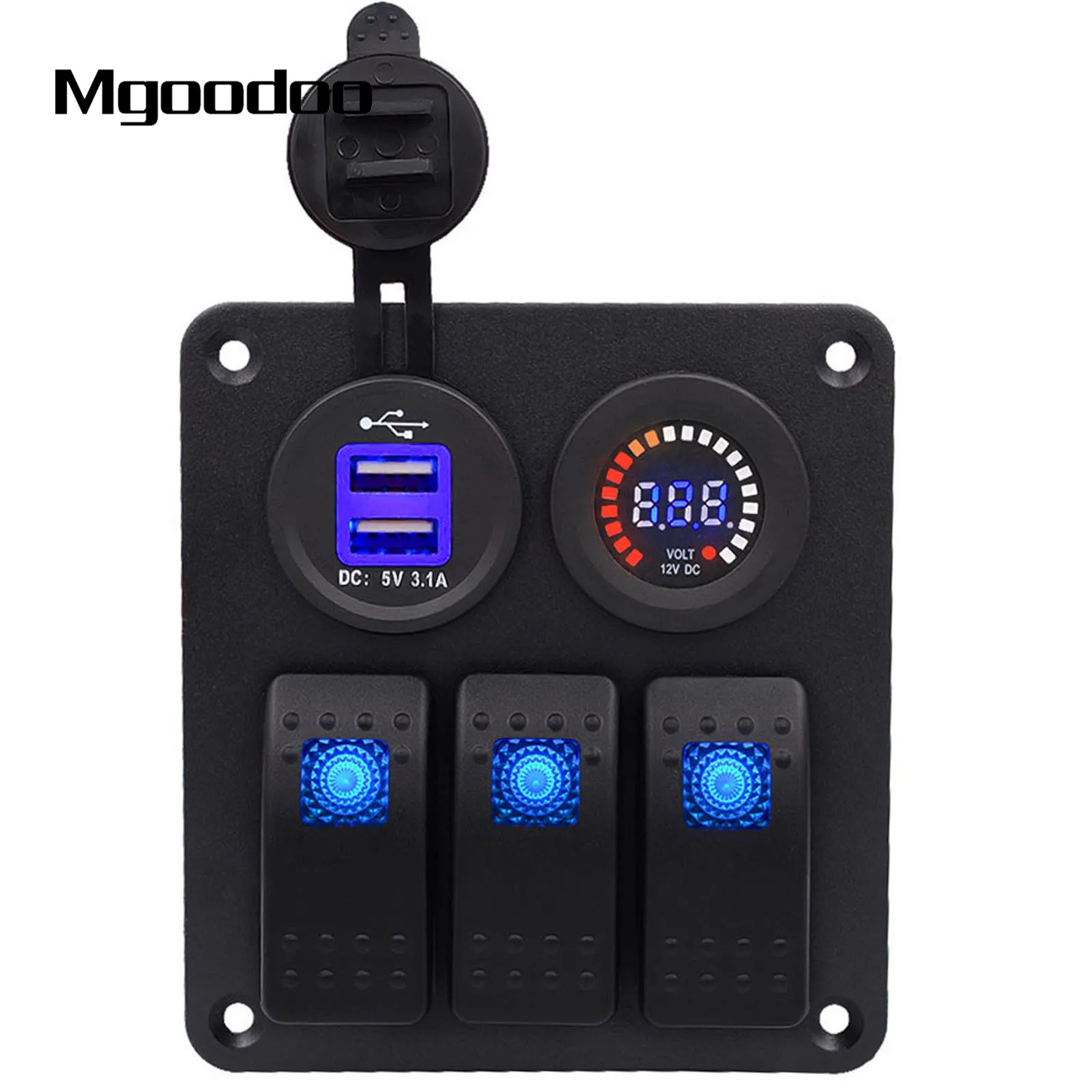 Mgoodoo 3 Gang Rocker Switch Panel W/ Voltmeter DC 12V/24V Dual USB Charge Slot Waterproof For Marine Boat Car Van Vehicle Truck
Mgoodoo 3 Gang Rocker Switch Panel W/ Voltmeter DC 12V/24V Dual USB Charge Slot Waterproof For Marine Boat Car Van Vehicle Truck