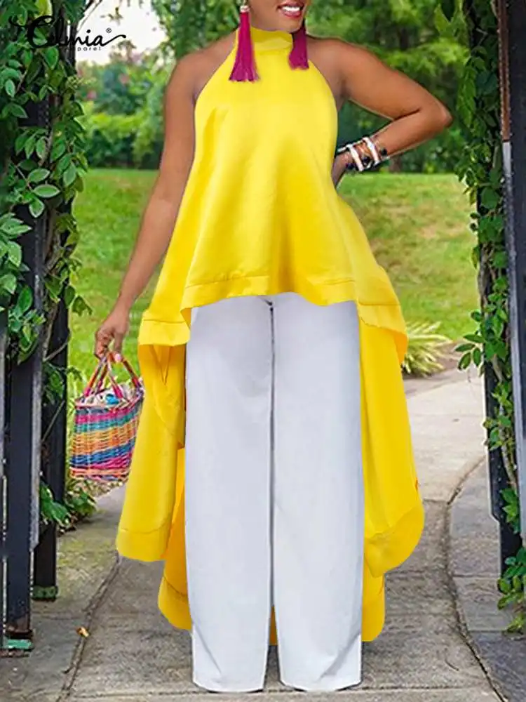 Celmia Women Sexy Halter Long Tops 2022 Summer Sleeveless Asymmetrical Blouses Fashion Casual Backless Tunics Shirts Streetwear
Celmia Women Sexy Halter Long Tops 2022 Summer Sleeveless Asymmetrical Blouses Fashion Casual Backless Tunics Shirts Streetwear