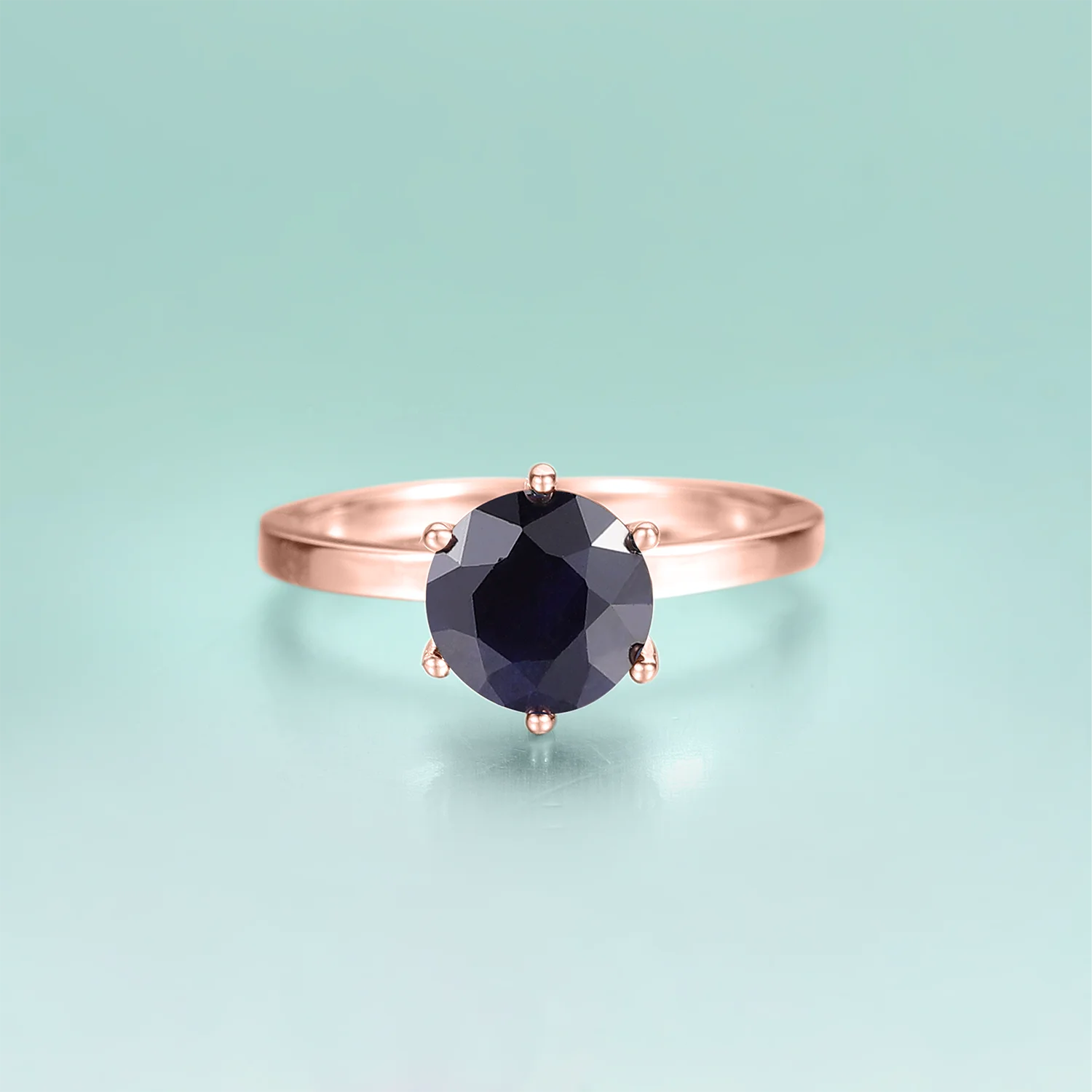 

GEM'S красивые кольца из розового золота с искусственными камнями, серебряные кольца с круглой огранкой, с голубым сапфиром, ювелирные изделия ручной работы, женские обручальные кольца для девушек