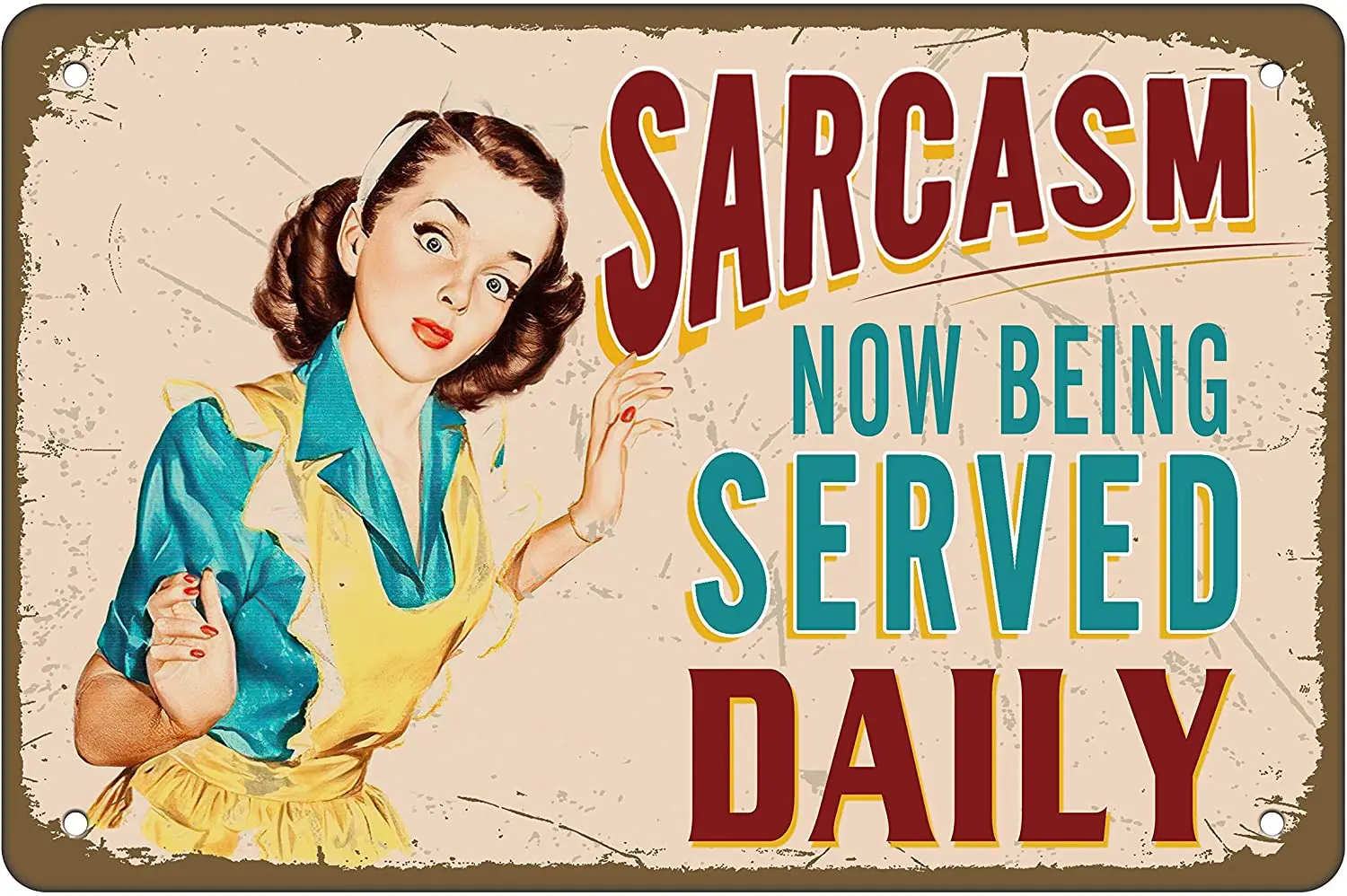 Retro Metal Tin Sign Wall Decor Sarcasm Now Being Served Daily Funny Vintage Tin Sign Wall Plaque Poster for Cafe Bar Restaurant
Retro Metal Tin Sign Wall Decor Sarcasm Now Being Served Daily Funny Vintage Tin Sign Wall Plaque Poster for Cafe Bar Restaurant