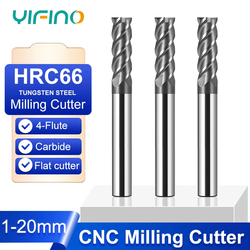 YIFINO HRC66 4-Flute Nano Coating Tungsten Steel Carbide Milling Cutter CNC Stainless Steel Special Flat Bottom Cutter Tools
YIFINO HRC66 4-Flute Nano Coating Tungsten Steel Carbide Milling Cutter CNC Stainless Steel Special Flat Bottom Cutter Tools