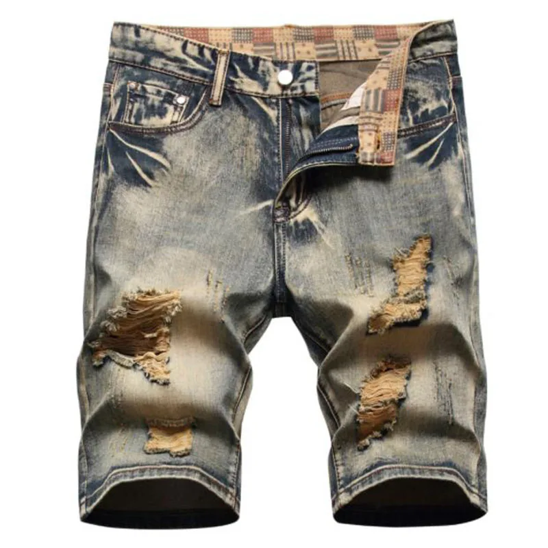 

Мужские рваные джинсовые шорты, хлопковые шорты-бермуды, дышащие шорты из денима, Размеры 29-42, лето 2023