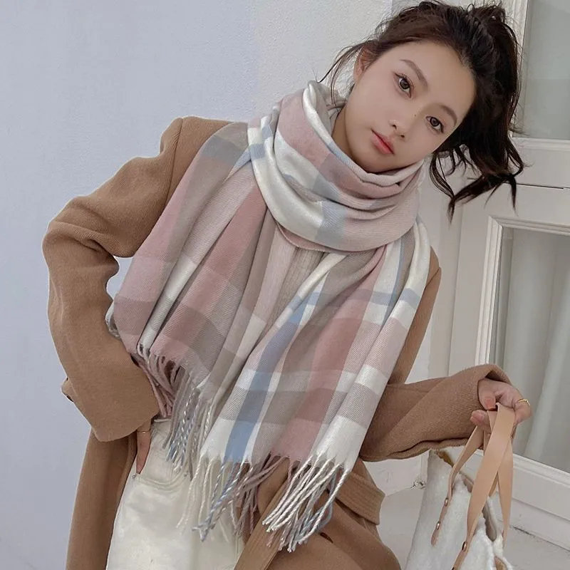 

Korean New Neck Scarf for Women Winter Thickened Warmth Long Plaid Scarves Shawl Student Couple Scarfs Female Wraps