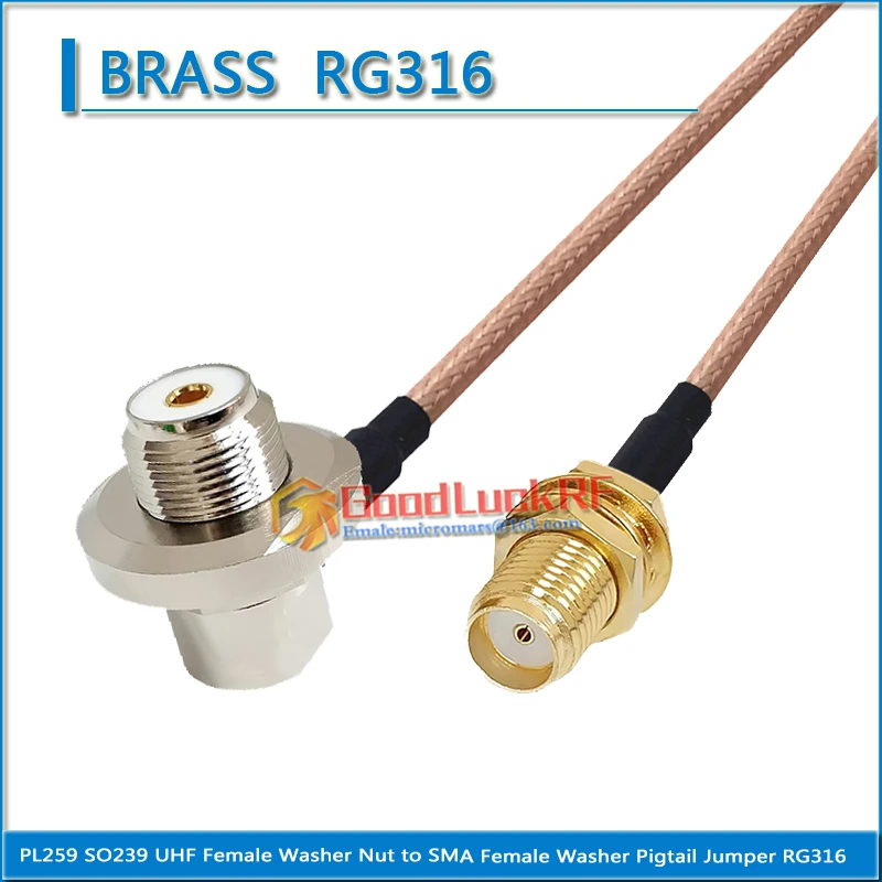 PL259 SO239 PL-259 SO-239 UHF Female Washer Nut Right Angle to SMA Female Washer Nut Coaxial Pigtail Jumper RG316 extend Cable
PL259 SO239 PL-259 SO-239 UHF Female Washer Nut Right Angle to SMA Female Washer Nut Coaxial Pigtail Jumper RG316 extend Cable