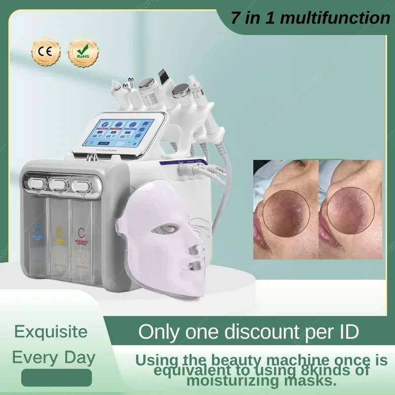 

2023 New 7 In 1 Hydrogen Oxygen Small Bubble RF Beauty Machine Face Lifting Dermabrasion Facial Spa Device Skin Scrubber