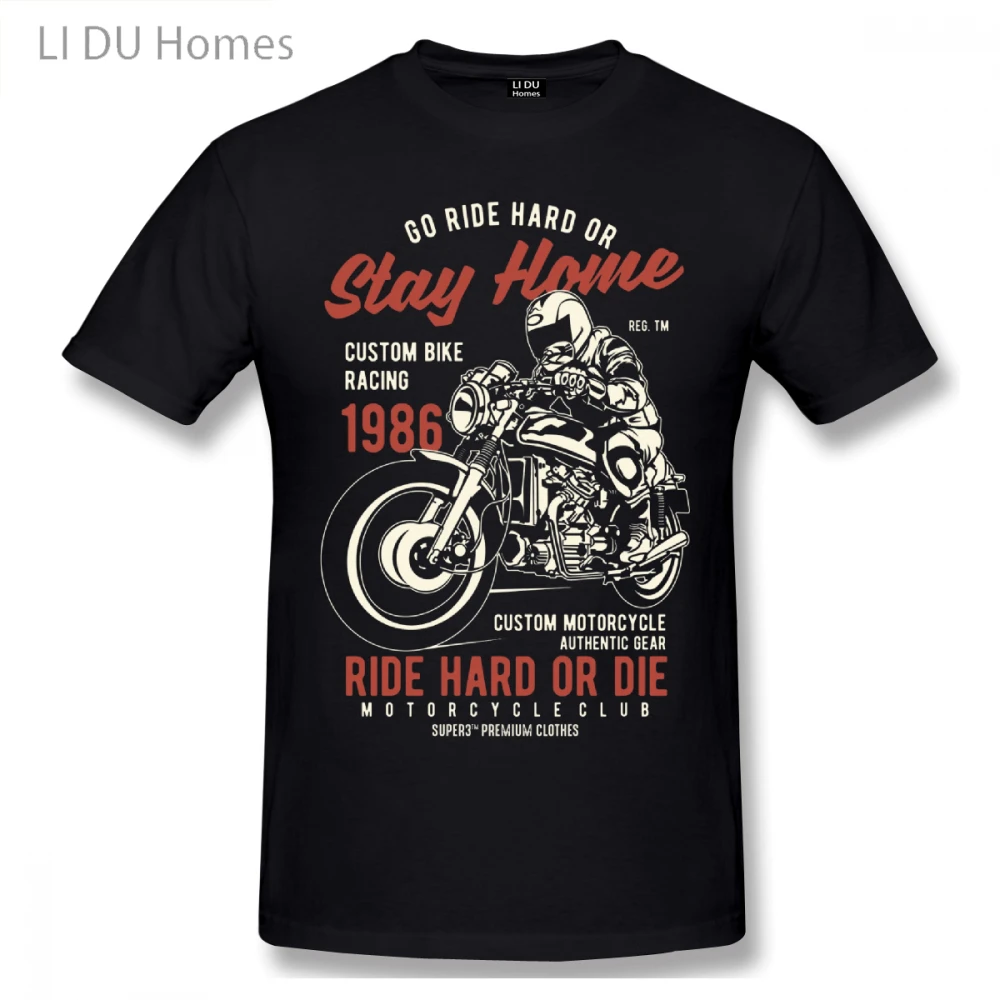 

LIDU Ride Hard Or Die Bike Motorcycle Racer Men T Shirt Fashion Funko Pop O-neck Cotton Custom Short Sleeve Mens T Shirts