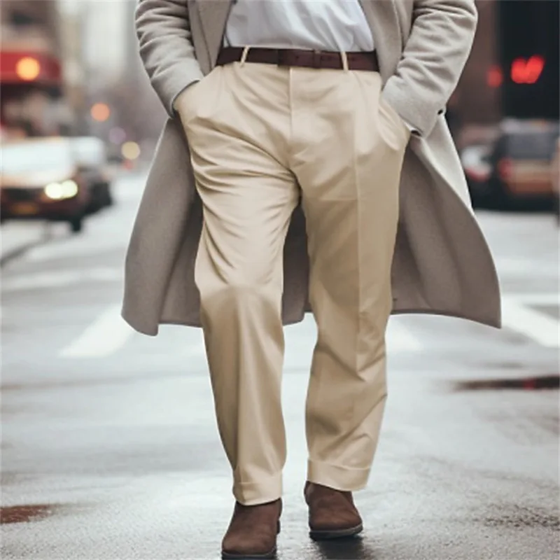 

Брюки мужские деловые повседневные, официальные офисные Костюмные штаны с диагональными карманами, однотонные Классические Брюки с карманами для весны/осени
