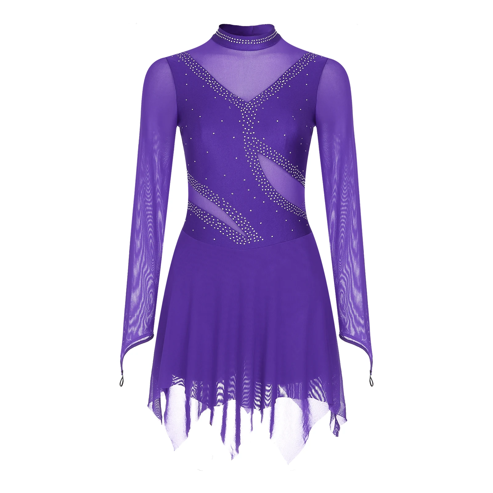 Figure Ice Skating Dresses for Adult Women Rhinestone Leotard Gymnastics Dress Long Sleeve Mesh Performance Ballet Dance Costume
Figure Ice Skating Dresses for Adult Women Rhinestone Leotard Gymnastics Dress Long Sleeve Mesh Performance Ballet Dance Costume