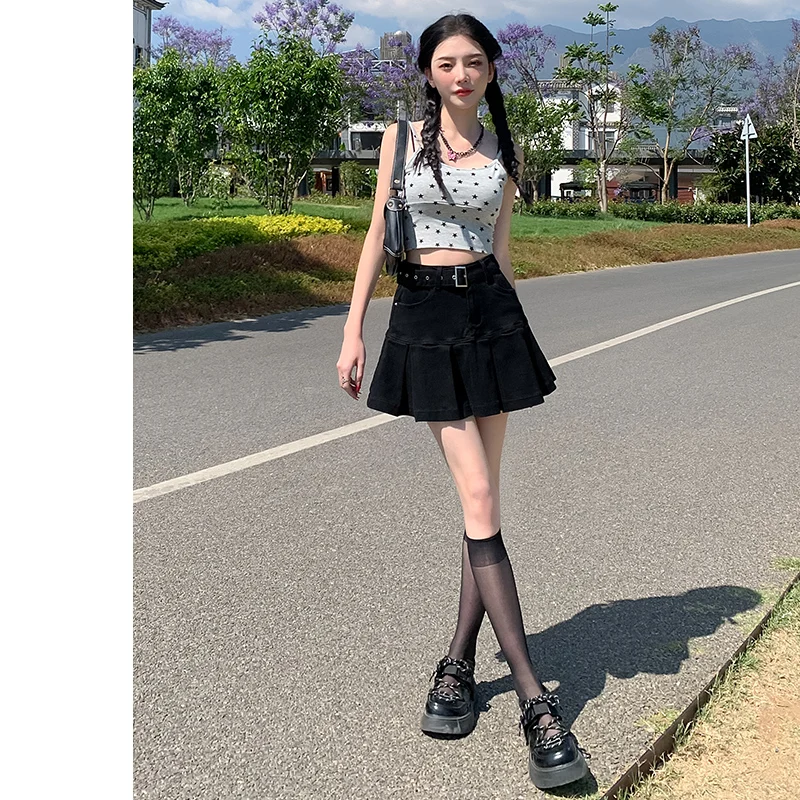 2023 Summer Black Pleated Dress with High Waist and Streetstyle Women's Denim Dress for Beauty
2023 Summer Black Pleated Dress with High Waist and Streetstyle Women's Denim Dress for Beauty