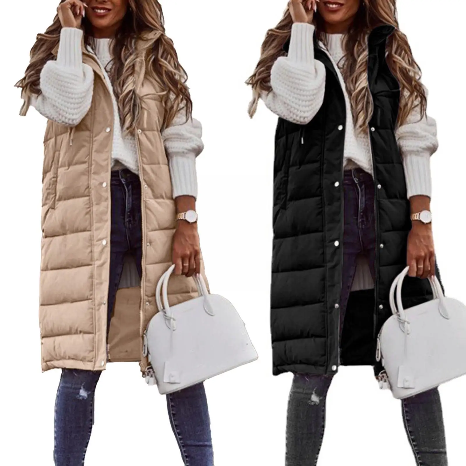Women's Long Winter Coat Vest Hooded Sleeveless Warm Pockets Quilted Coat Quilted Female Down Down Coat Jacket Vest Outdoor G6P8
Women's Long Winter Coat Vest Hooded Sleeveless Warm Pockets Quilted Coat Quilted Female Down Down Coat Jacket Vest Outdoor G6P8