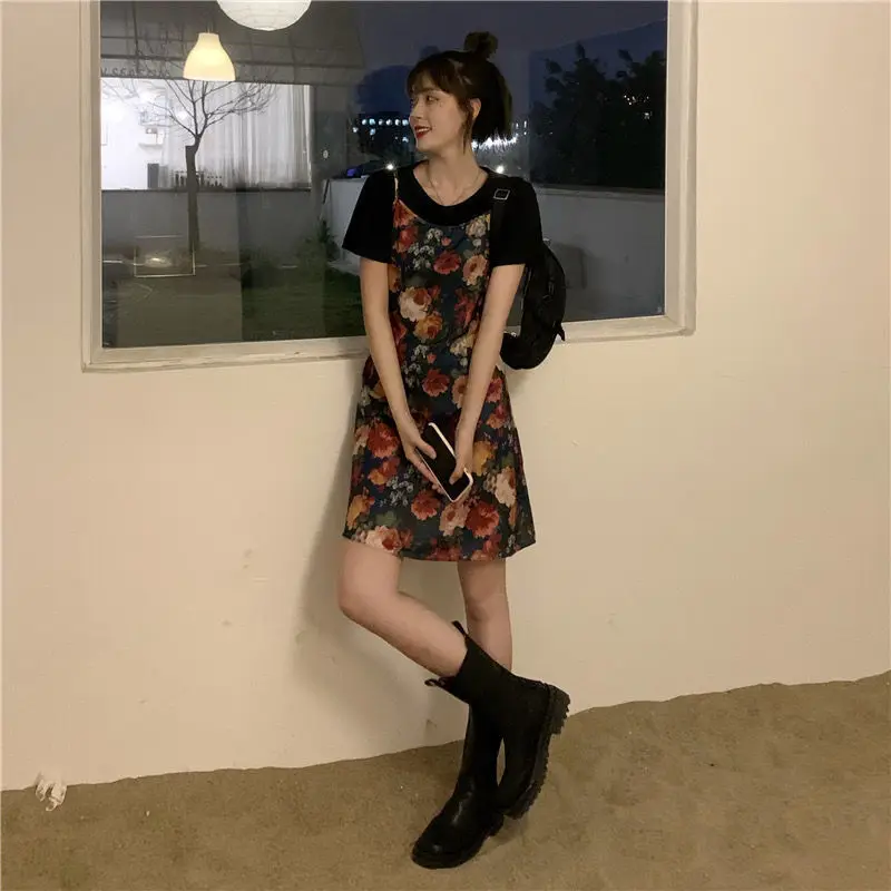 Retro Mini Dress Chic Print Floral Women Ulzzang French E-girl High Street Beach Slim Strap Leisure Sleeveless Vacation Casual
Retro Mini Dress Chic Print Floral Women Ulzzang French E-girl High Street Beach Slim Strap Leisure Sleeveless Vacation Casual