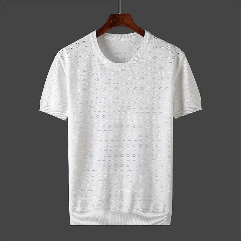 2023 Summer Thin Solid T Shirt Men's Clothes Short Sleeved Round Neck Slim Fit Elastic Tee Tops All-match Knitted Pullover M122
2023 Summer Thin Solid T Shirt Men's Clothes Short Sleeved Round Neck Slim Fit Elastic Tee Tops All-match Knitted Pullover M122