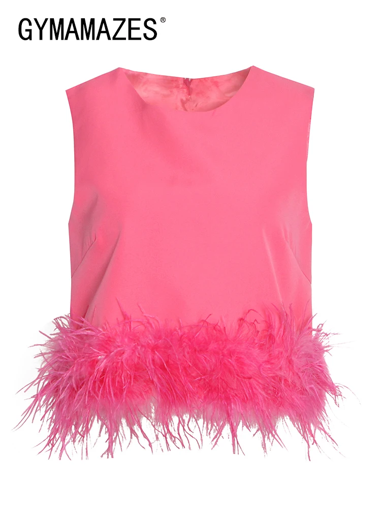 GYMAMAZES Korean Fashion Tank Tops For Women Round Neck Sleeveless Patchwork Feathers Tank Top Female Summer Clothing Style 2022
GYMAMAZES Korean Fashion Tank Tops For Women Round Neck Sleeveless Patchwork Feathers Tank Top Female Summer Clothing Style 2022