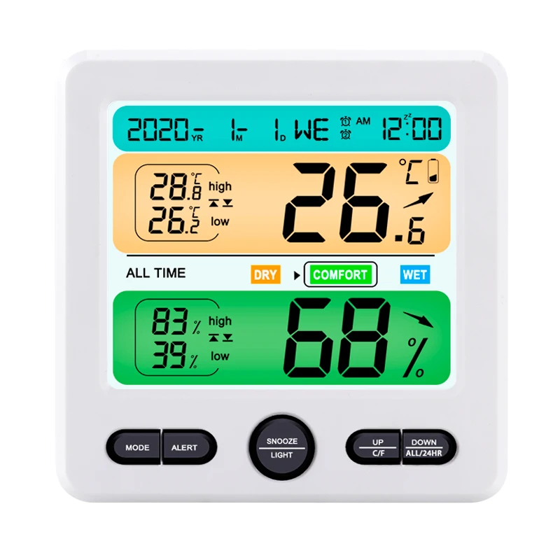 

Метеостанция с ЖК-дисплеем и будильником, комнатный Измеритель температуры и влажности, барометр, термометр, гигрометр для прогноза погоды