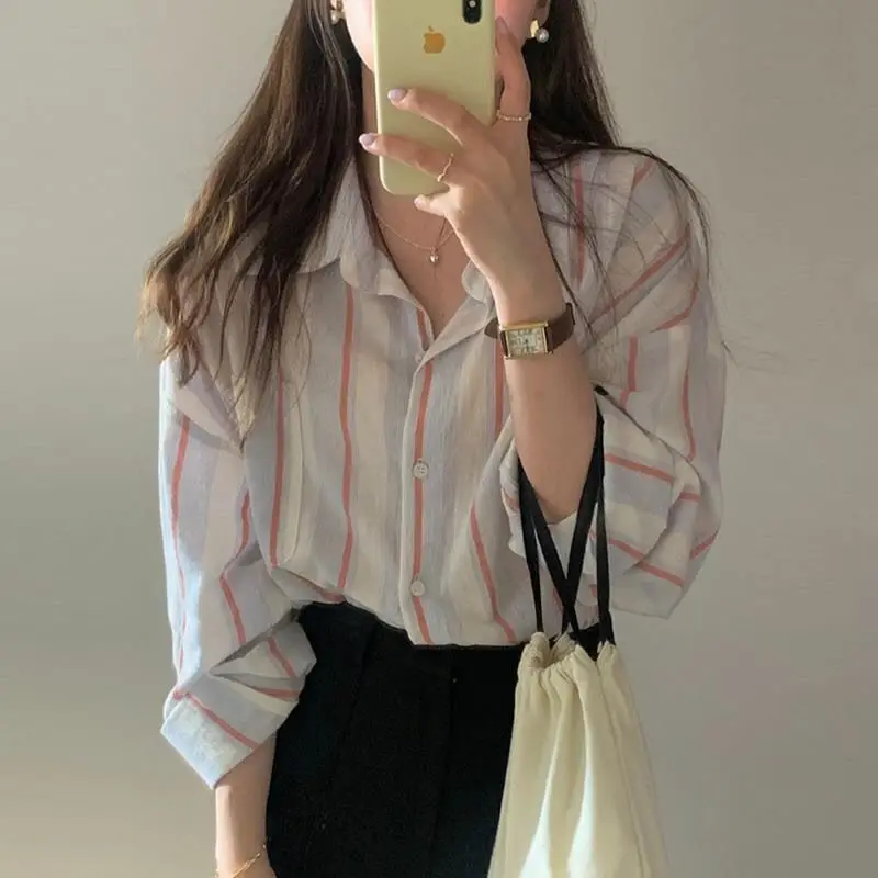 Deeptown Women Striped Blouses Casual Elegant and Youth Korean Fashion Chic Office Shirts Vintage Oversized Long Sleeve Tops
Deeptown Women Striped Blouses Casual Elegant and Youth Korean Fashion Chic Office Shirts Vintage Oversized Long Sleeve Tops