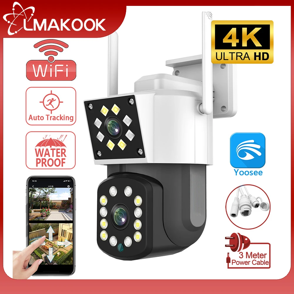 LMAKOOK 4K 8MP Dual Lens Outdoor Camera WIFI Dual Screen PTZ Camera Auto Tracking Home Security CCTV Video Surveillance Yoosee
LMAKOOK 4K 8MP Dual Lens Outdoor Camera WIFI Dual Screen PTZ Camera Auto Tracking Home Security CCTV Video Surveillance Yoosee