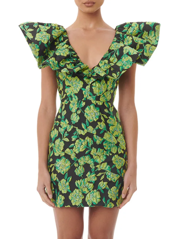 2022 Summer New Luxury Casual Dress Women Green V Neck Floral Print Mini Bodycon Dresses Laced Up High Street Going Out
2022 Summer New Luxury Casual Dress Women Green V Neck Floral Print Mini Bodycon Dresses Laced Up High Street Going Out