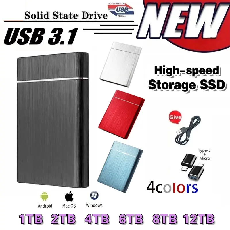 External Hard Drive USB 3.1 Type-C 500gb SSD 1TB 2TB 4TB Flash portable ssd For Laptop Computer Notebook Storage Devices
External Hard Drive USB 3.1 Type-C 500gb SSD 1TB 2TB 4TB Flash portable ssd For Laptop Computer Notebook Storage Devices