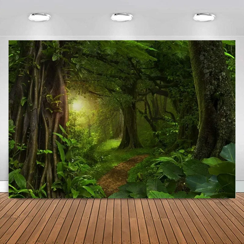 

Fantasy Forest Photography Backdrop Graceful Natural Scenery Stream Rainforest Background Birthday Party Event Decoration Banner