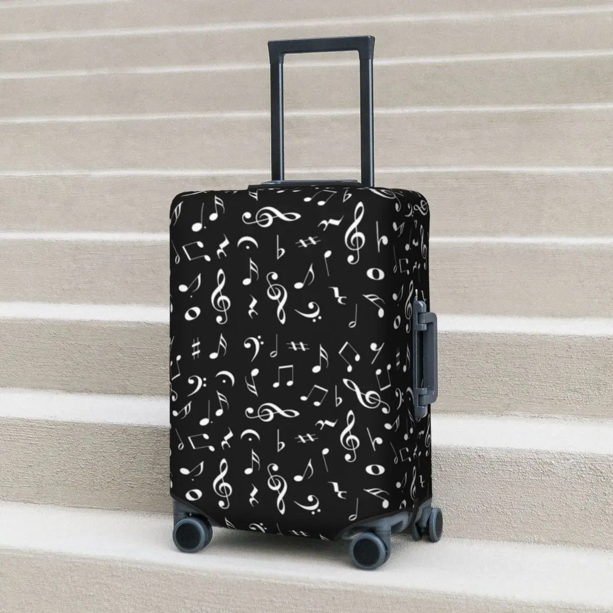 White Music Notes Suitcase Cover Note Worthy Print Cruise Trip Vacation Elastic Luggage Supplies Protector
White Music Notes Suitcase Cover Note Worthy Print Cruise Trip Vacation Elastic Luggage Supplies Protector