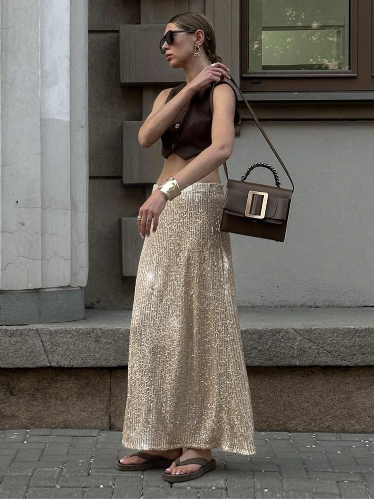 Tossy Sequin Female Sexy Maxi Skirt Summer Fashion Glitter High Waist Loose Elegant Club Long Skirt Sparkle Women Long Skirt New
Tossy Sequin Female Sexy Maxi Skirt Summer Fashion Glitter High Waist Loose Elegant Club Long Skirt Sparkle Women Long Skirt New