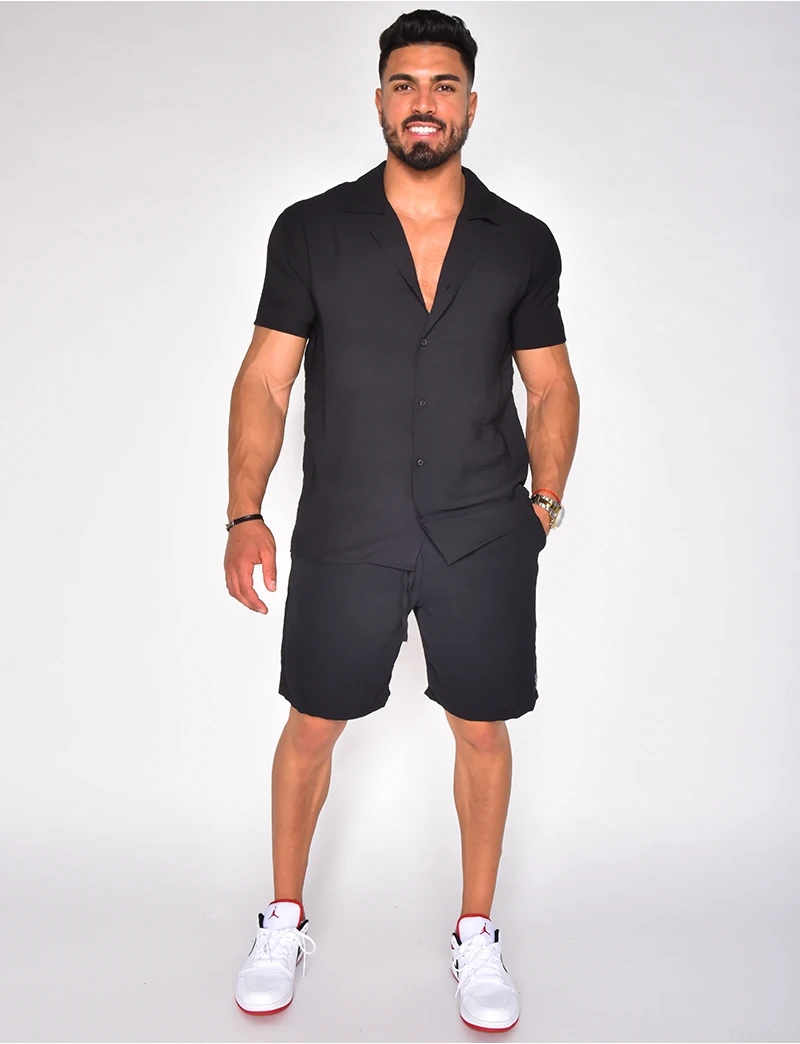 2023 Fashion Men Sets Solid Color Lapel Short Sleeve Shirt & Pants 2PCS Streetwear Men Casual Suits
2023 Fashion Men Sets Solid Color Lapel Short Sleeve Shirt & Pants 2PCS Streetwear Men Casual Suits