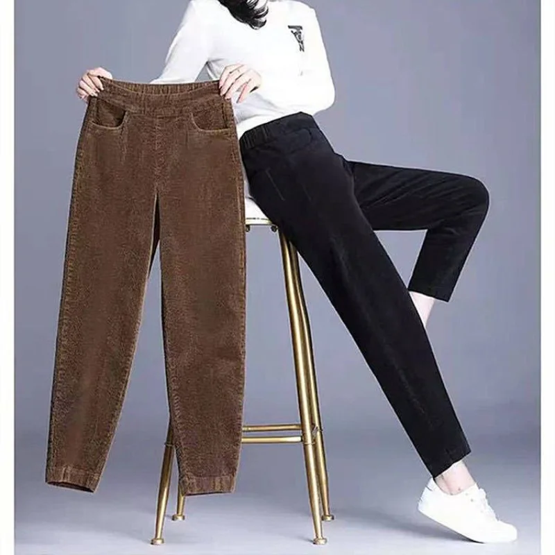 Женские вельветовые шаровары до щиколотки, повседневные Прямые брюки с высокой талией, Q407, 2023
Женские вельветовые шаровары до щиколотки, повседневные Прямые брюки с высокой талией, Q407, 2023