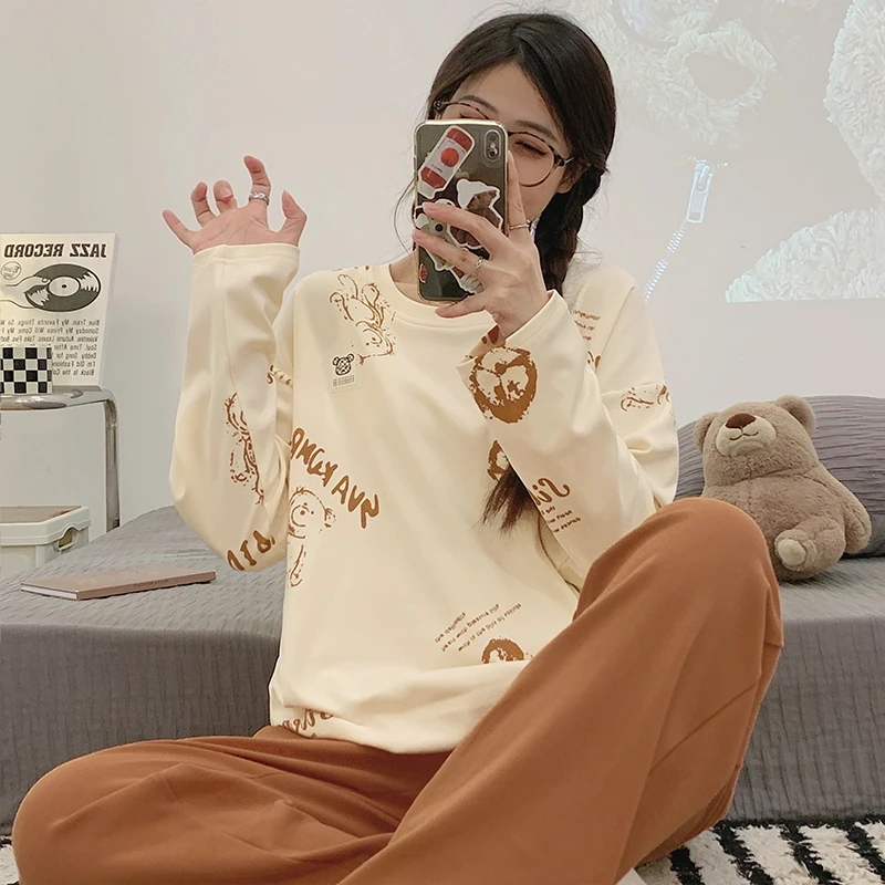 Autumn Pajamas Sweet Sleepwear Long sleeves Casual wear Outfit Homewear For Women Young Girl
Autumn Pajamas Sweet Sleepwear Long sleeves Casual wear Outfit Homewear For Women Young Girl