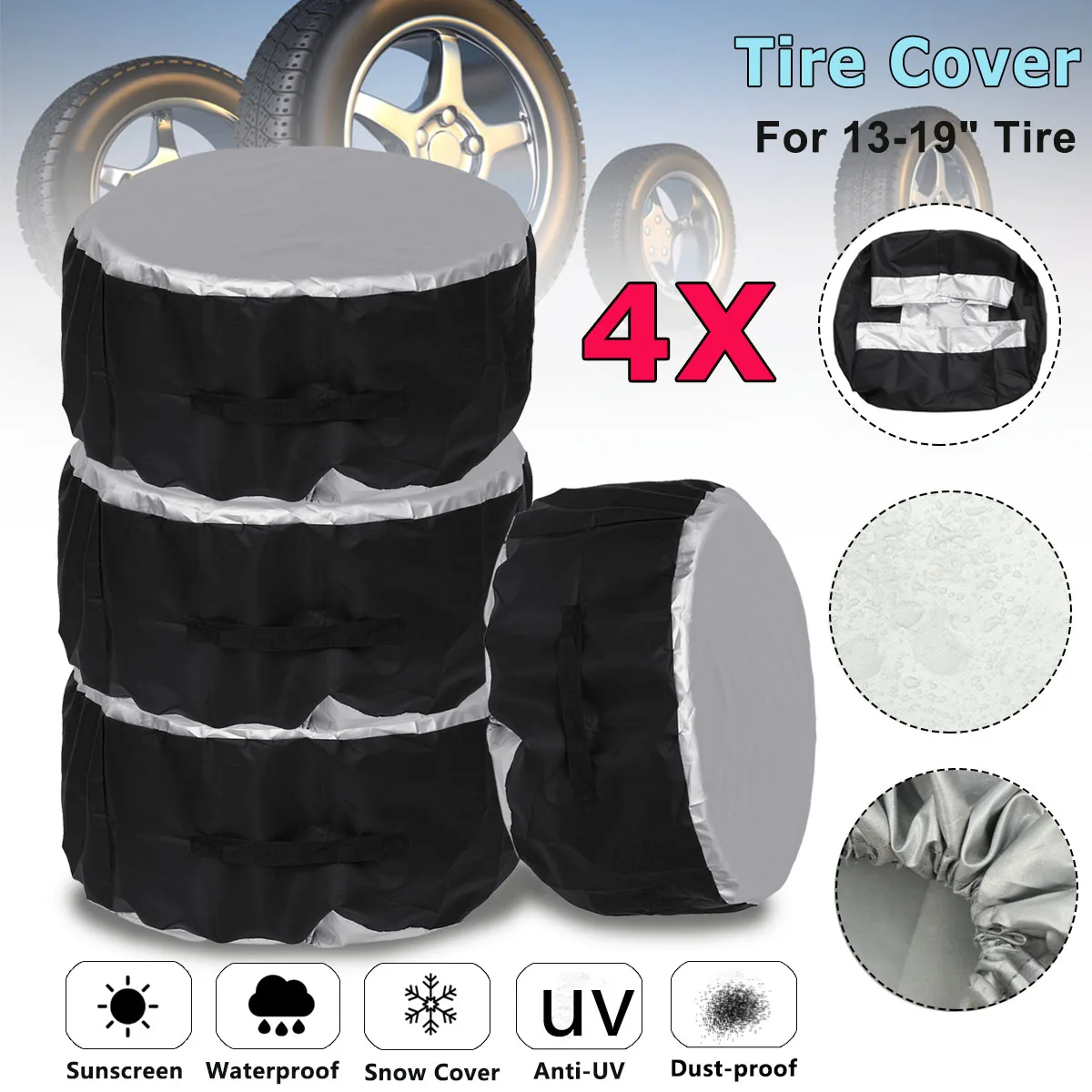 4pcs Universal Car Spare Tire Covers Case Tires Storage Bags Auto Wheel Tires Storage Bags Vehicle Tyre Waterproof Polyester Bag
4pcs Universal Car Spare Tire Covers Case Tires Storage Bags Auto Wheel Tires Storage Bags Vehicle Tyre Waterproof Polyester Bag